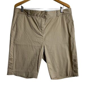 Izod Women’s Tan Bermuda Shorts – Button Detail